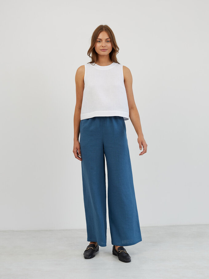 Image 4 of Sleeveless Cropped Linen Top in White JOY from ALBERALKIRK | Handmade Linen Clothing for Women