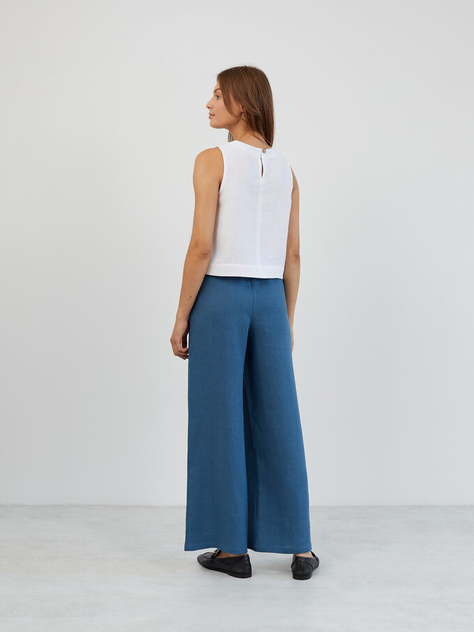 Image 5 of Sleeveless Cropped Linen Top in White JOY from ALBERALKIRK | Handmade Linen Clothing for Women