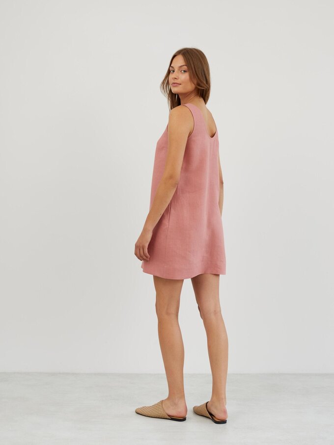 Image 6 of Linen Shift Dress in Salmon Pink SAMIE from ALBERALKIRK | Handmade Linen Clothing for Women