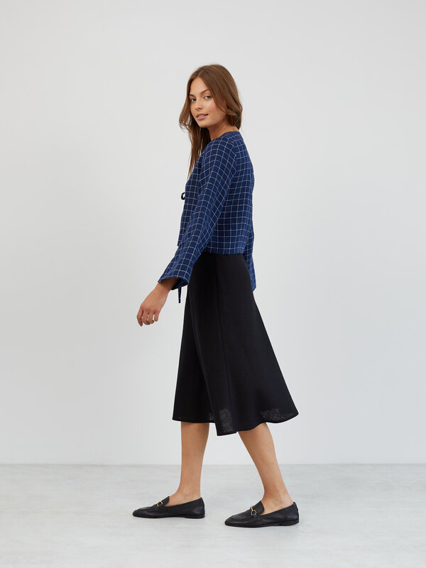 Image 1 of A-Line Linen Midi Skirt in Black BARLEY from ALBERALKIRK | Handmade Linen Clothing for Women