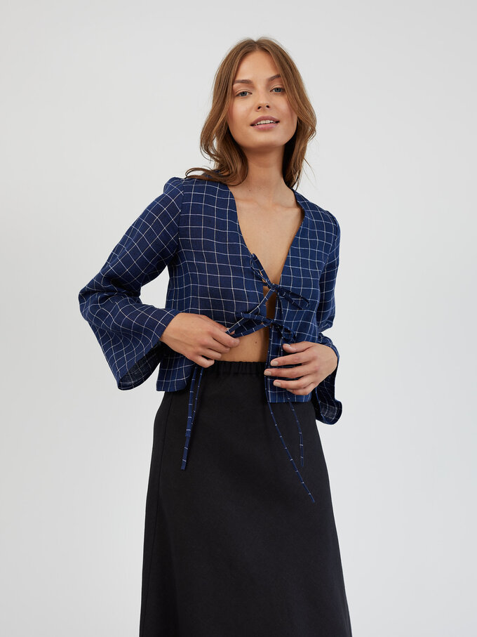 Image 2 of A-Line Linen Midi Skirt in Black BARLEY from ALBERALKIRK | Handmade Linen Clothing for Women