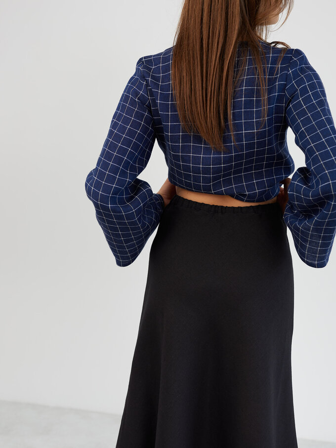 Image 5 of A-Line Linen Midi Skirt in Black BARLEY from ALBERALKIRK | Handmade Linen Clothing for Women