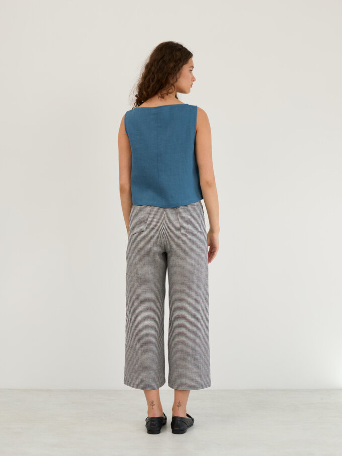 Image 6 of Linen Cropped Tank Top in Blue Sea SONATE from ALBERALKIRK | Handmade Linen Clothing for Women
