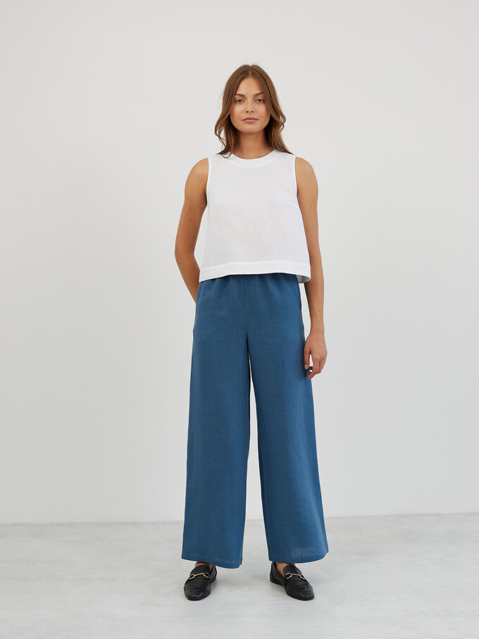 Image 2 of Sleeveless Cropped Linen Top in White JOY from ALBERALKIRK | Handmade Linen Clothing for Women