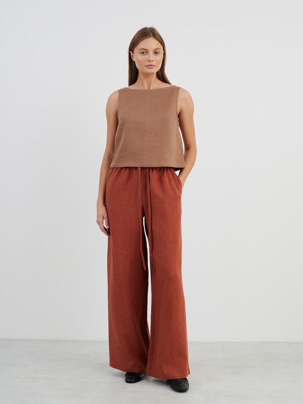 Image 1 of LUCAS Wide Leg Linen Pants in Rust from ALBERALKIRK