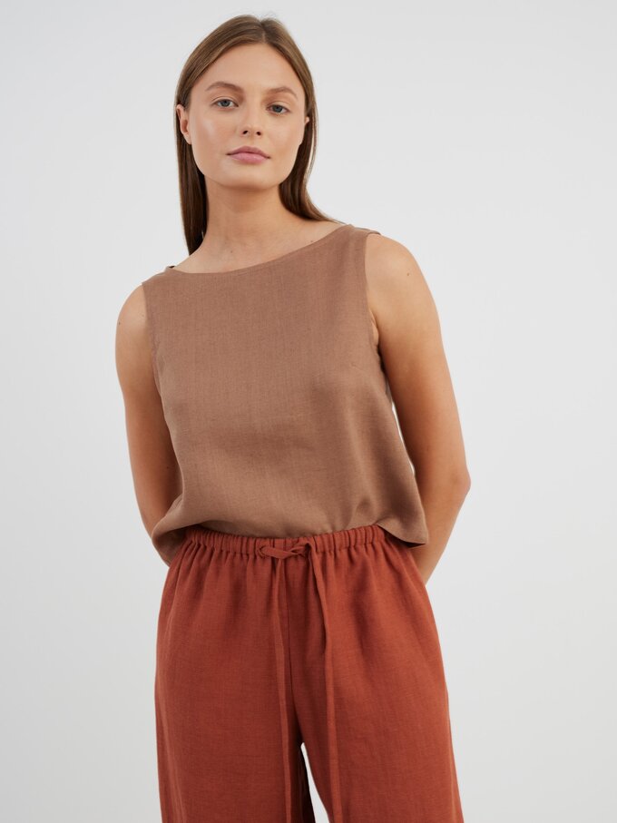 Image 2 of LUCAS Wide Leg Linen Pants in Rust from ALBERALKIRK