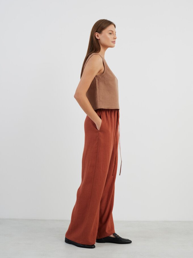 Image 3 of LUCAS Wide Leg Linen Pants in Rust from ALBERALKIRK