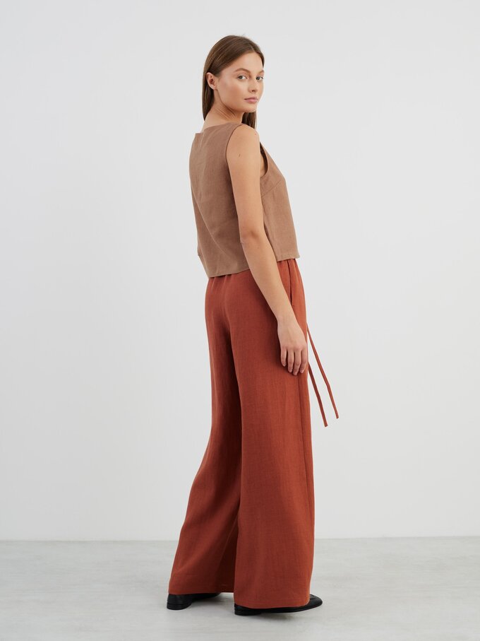 Image 5 of LUCAS Wide Leg Linen Pants in Rust from ALBERALKIRK