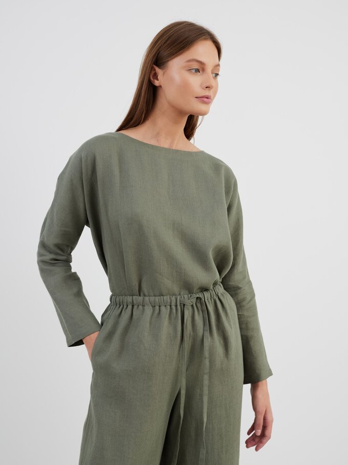 Image 5 of LUCAS Wide Leg Linen Pants in Sage Green from ALBERALKIRK