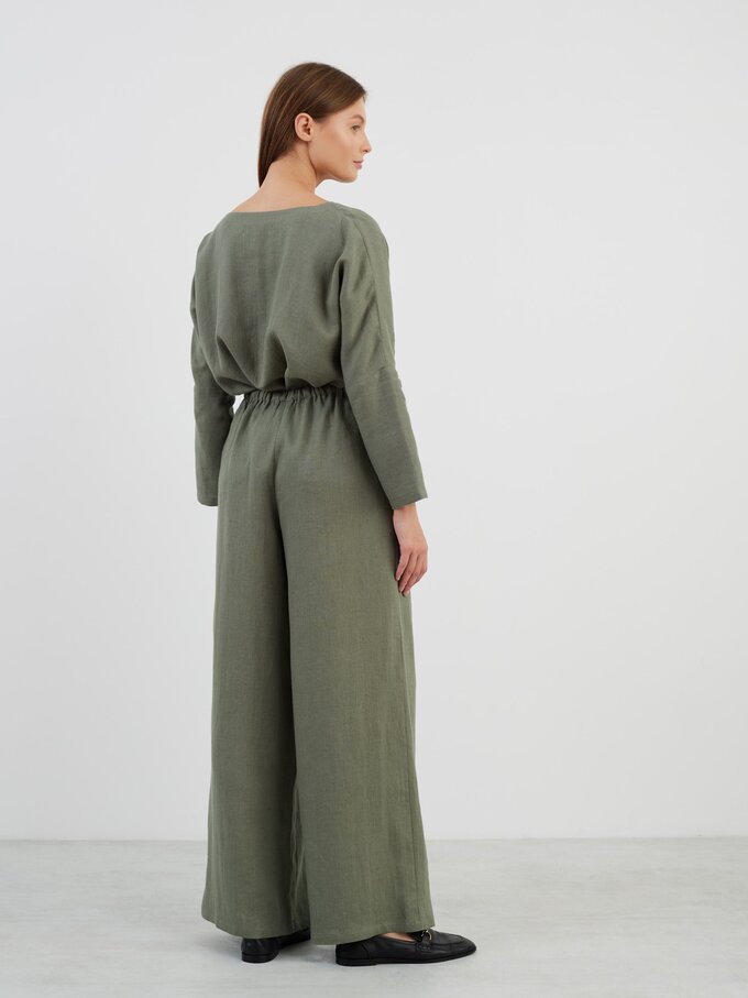 Image 6 of LUCAS Wide Leg Linen Pants in Sage Green from ALBERALKIRK
