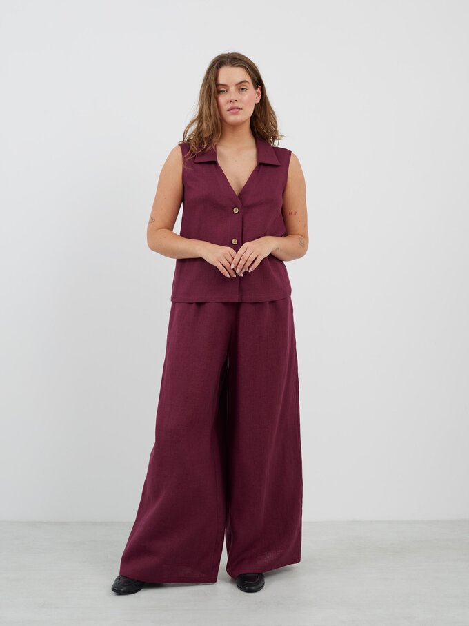 Bild 2 von LUCY Leinenweste mit Kragen in Aubergine von ALBERALKIRK