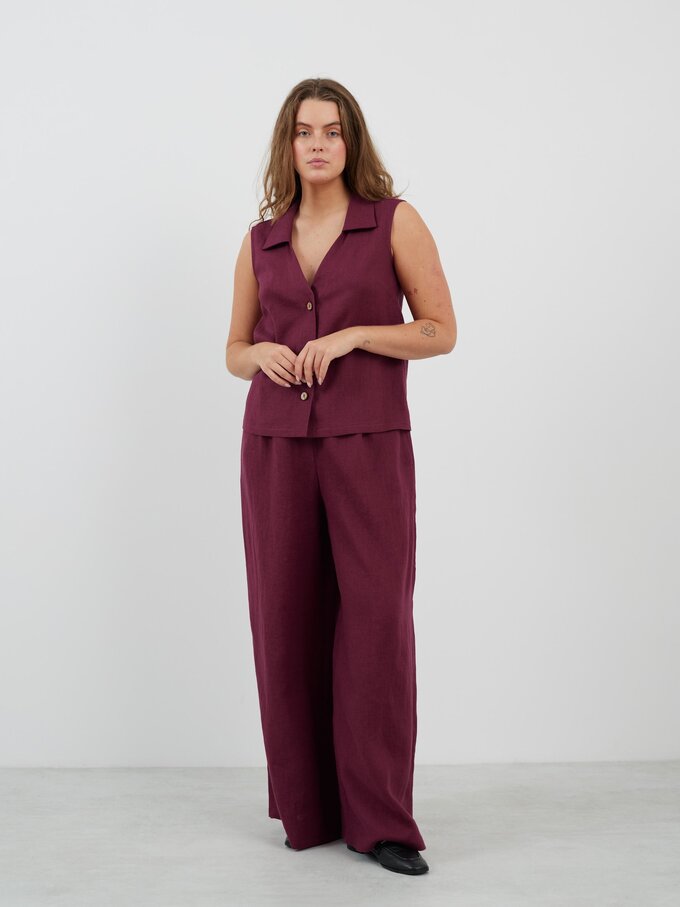 Bild 4 von LUCY Leinenweste mit Kragen in Aubergine von ALBERALKIRK