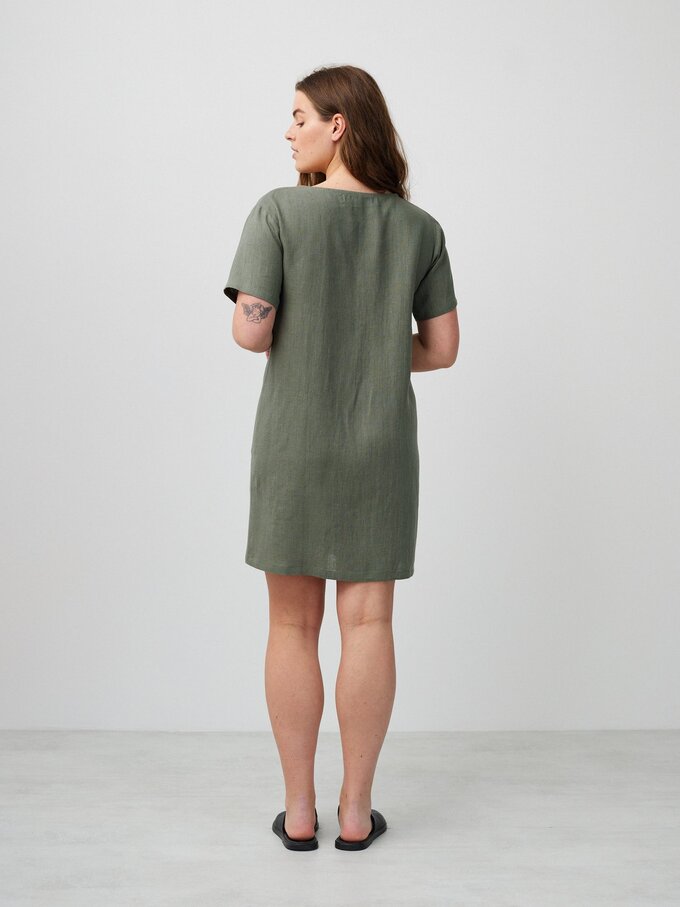 Image 6 of LYRA Button Down Short Linen Dress in Sage Green from ALBERALKIRK