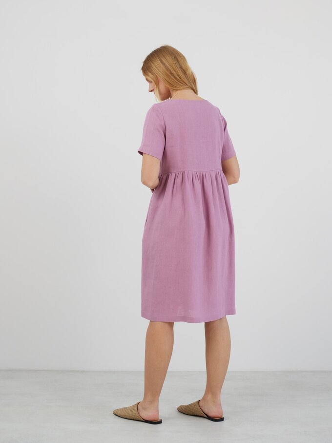 Image 5 of MATILDA Linen Smock Dress in Radiant Orchid from ALBERALKIRK