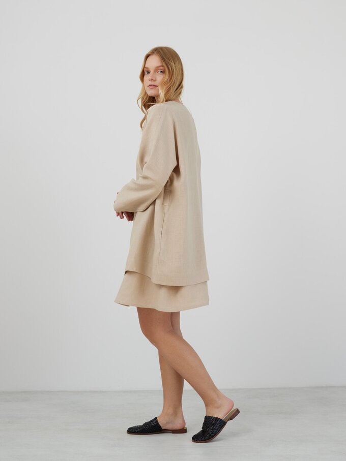 Image 4 of MAVIS Open Front Linen Jacket in Beige from ALBERALKIRK