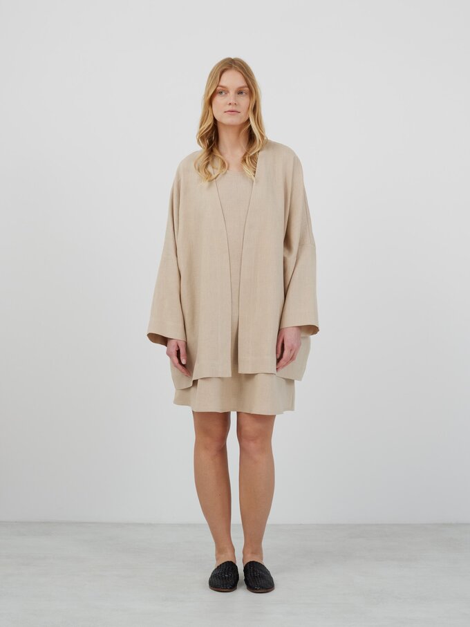 Image 5 of MAVIS Open Front Linen Jacket in Beige from ALBERALKIRK