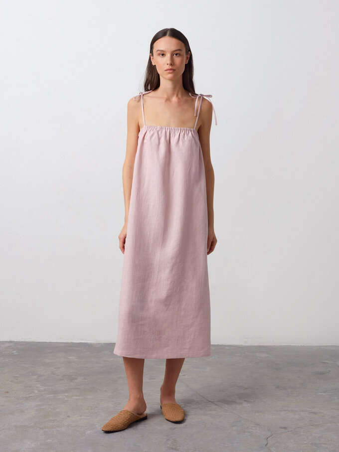 Bild 2 von MINT Leinenkleid mit Bindeträgern in von ALBERALKIRK