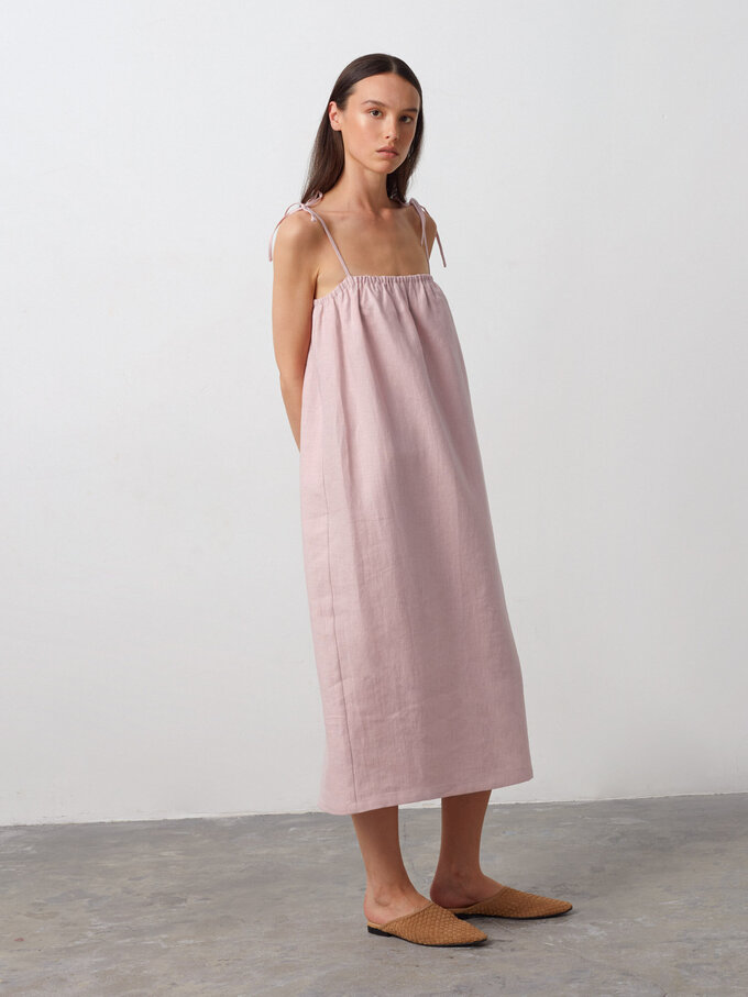 Bild 3 von MINT Leinenkleid mit Bindeträgern in von ALBERALKIRK