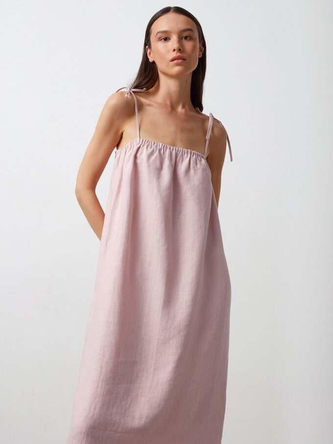 Bild 4 von MINT Leinenkleid mit Bindeträgern in von ALBERALKIRK
