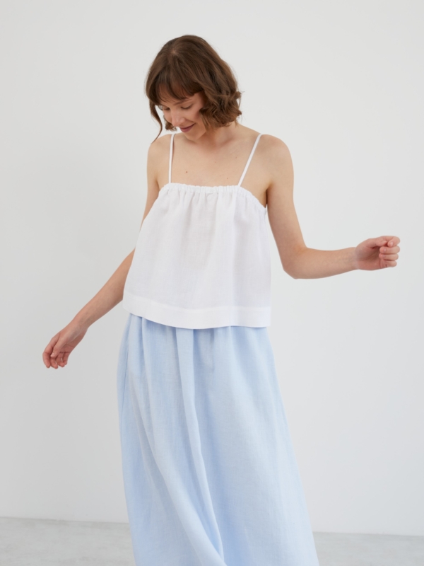 Image 1 of NICOLE Cropped Linen Cami Top in White from ALBERALKIRK