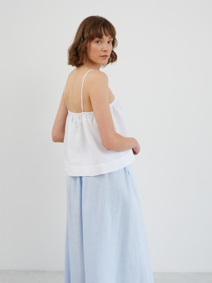 Image 5 of NICOLE Cropped Linen Cami Top in White from ALBERALKIRK