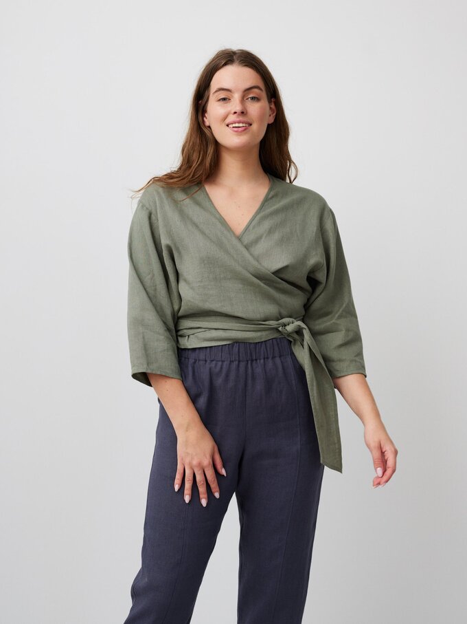Image 3 of OLIVER High Waisted Linen Pants in Dark Grey from ALBERALKIRK