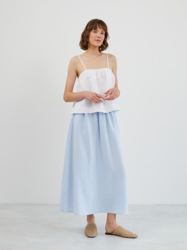 Image 1 of OPHELIA Linen Maxi Skirt in Baby Blue from ALBERALKIRK