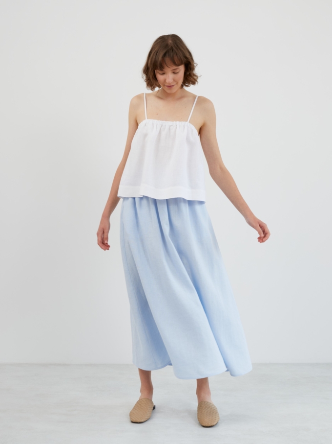 Image 3 of OPHELIA Linen Maxi Skirt in Baby Blue from ALBERALKIRK