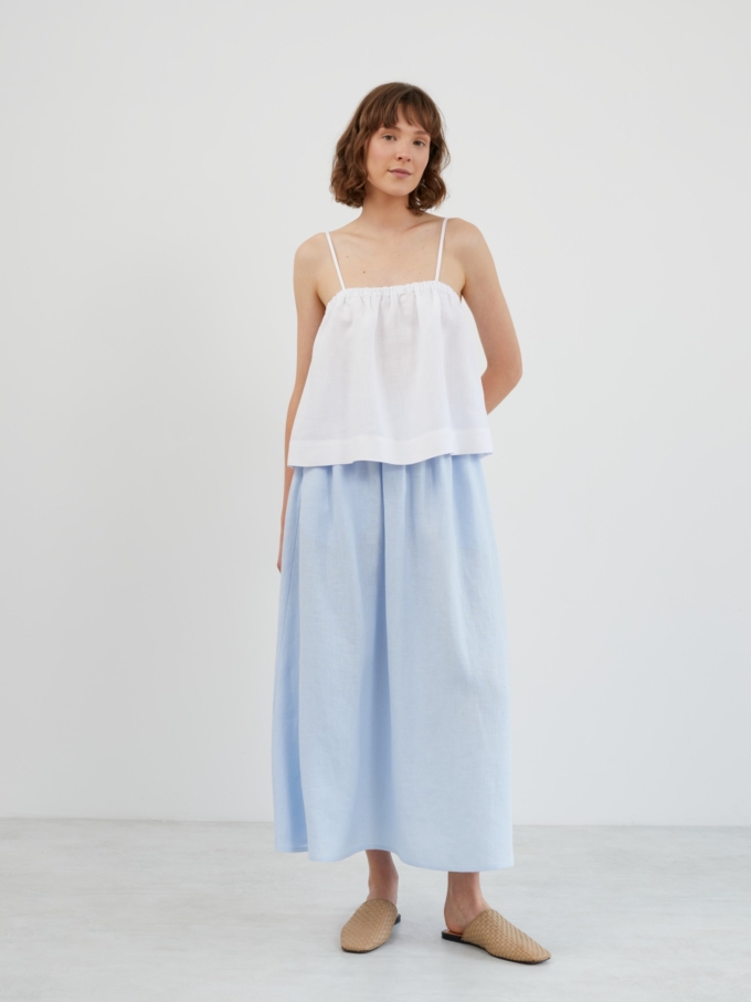 Image 2 of NICOLE Cropped Linen Cami Top in White from ALBERALKIRK