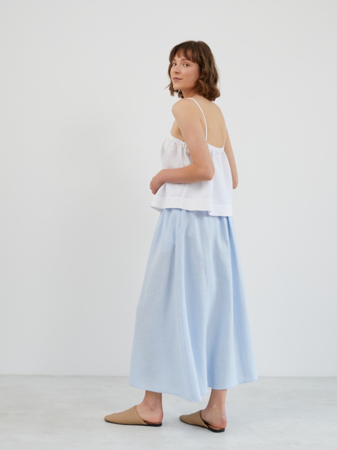 Image 5 of OPHELIA Linen Maxi Skirt in Baby Blue from ALBERALKIRK