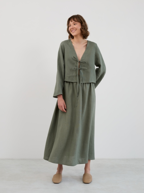 Image 1 of OPHELIA Linen Maxi Skirt in Sage Green from ALBERALKIRK