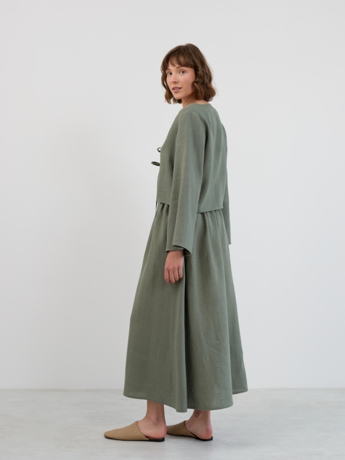 Image 3 of OPHELIA Linen Maxi Skirt in Sage Green from ALBERALKIRK