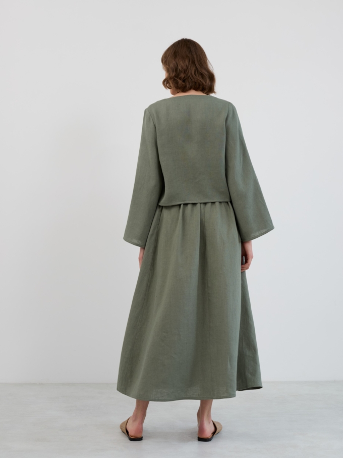 Image 4 of OPHELIA Linen Maxi Skirt in Sage Green from ALBERALKIRK