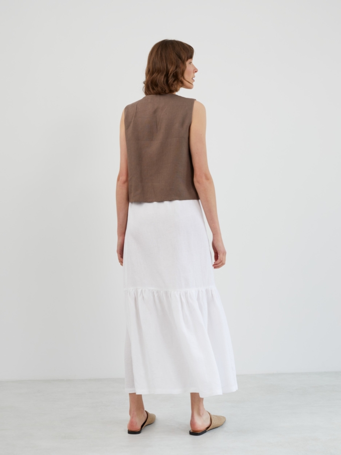 Image 5 of ORIANA Tiered Linen Maxi Skirt in White from ALBERALKIRK
