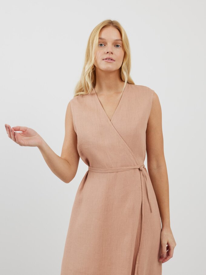 Bild 4 von PIA Leinen Midi Wickelkleid in Rosa mit Braun von ALBERALKIRK
