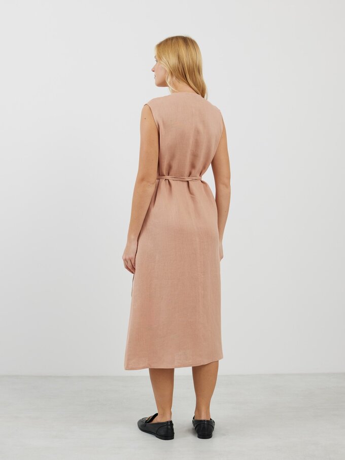 Bild 5 von PIA Leinen Midi Wickelkleid in Rosa mit Braun von ALBERALKIRK