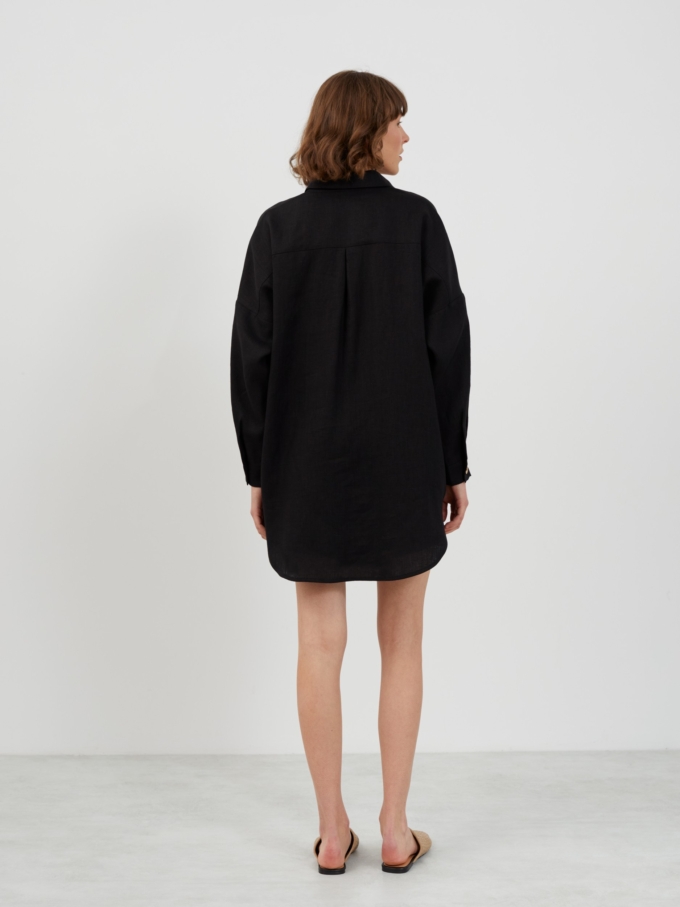 Image 5 of PINE Oversized Linen Shirt in Black from ALBERALKIRK
