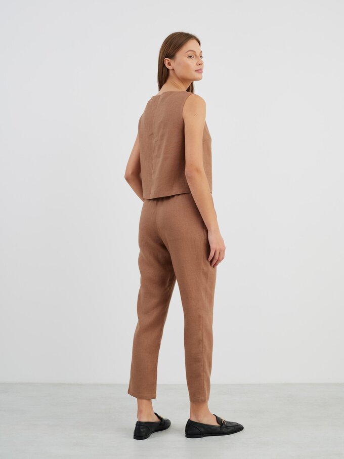 Image 5 of RAVEN Tapered Linen Pants in Brown from ALBERALKIRK