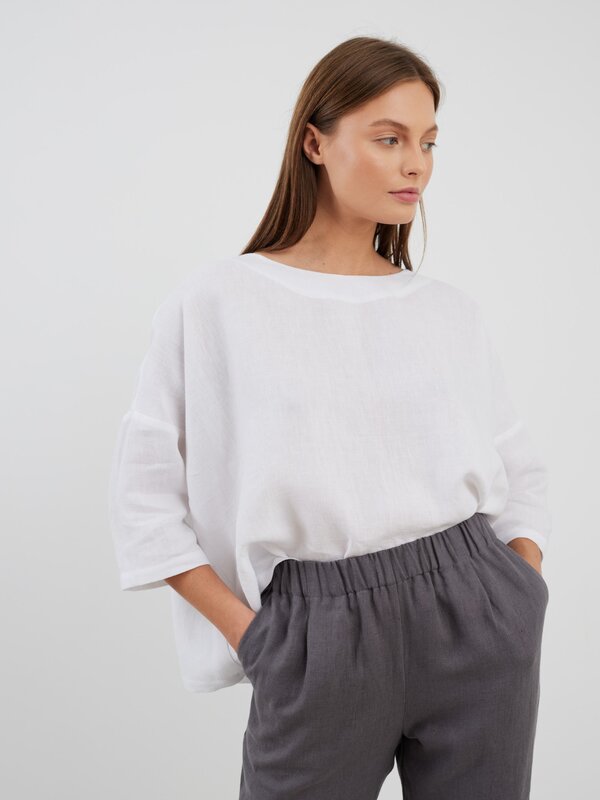 Image 1 of RAVEN Tapered Linen Pants in Light Grey from ALBERALKIRK