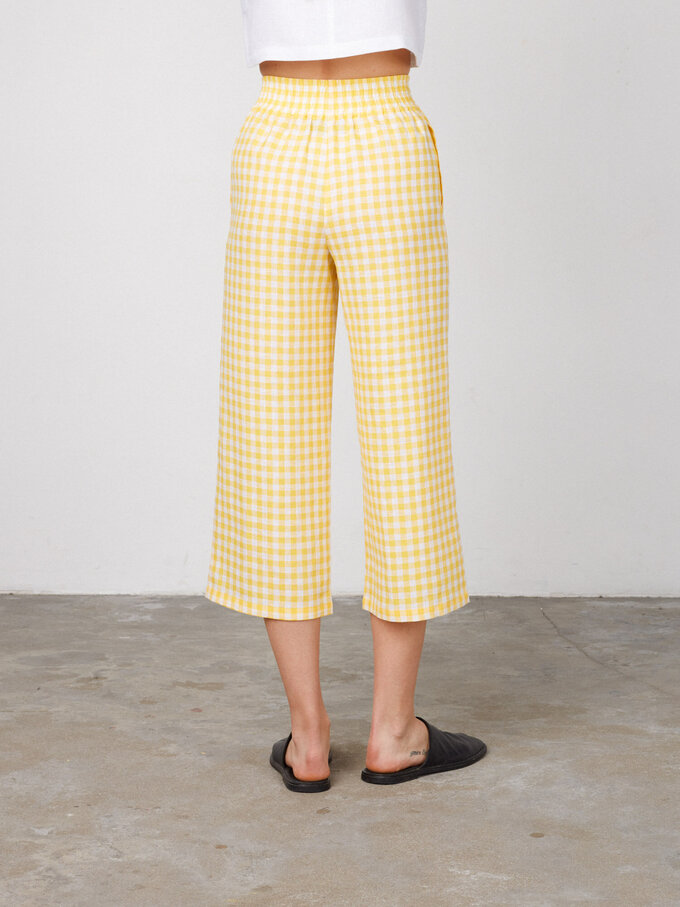 Bild 5 von RILEY - Hochgeschnittene Leinenhose mit weitem Bein in Yellow Gingham, you can also choose other colors above von ALBERALKIRK