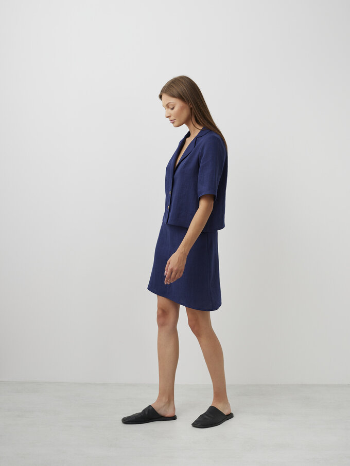 Image 4 of ROSIE Linen A-Line Skirt in Navy Blue from ALBERALKIRK