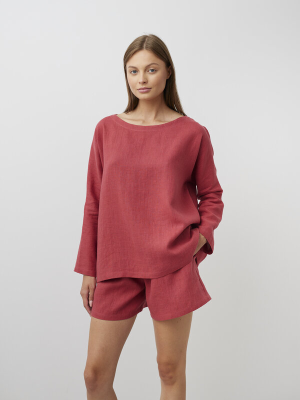 Image 1 of RUMI Long Sleeve Linen Top in Raspberry from Love and Confuse