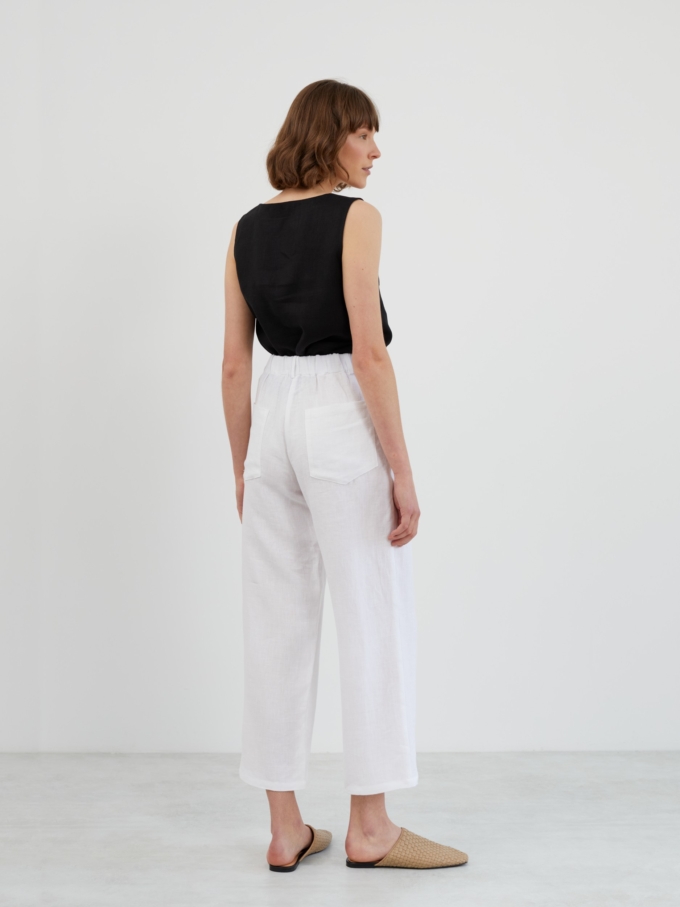 Image 5 of SARAH Tapered Linen Pants in White from ALBERALKIRK