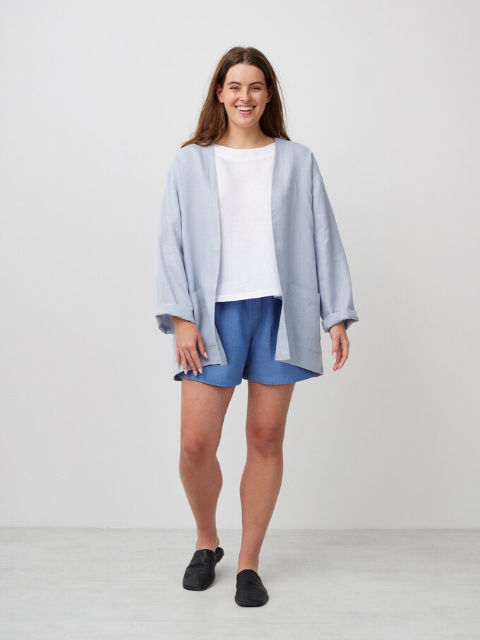 Image 2 of SELBY Open Linen Jacket in Bluestone from ALBERALKIRK