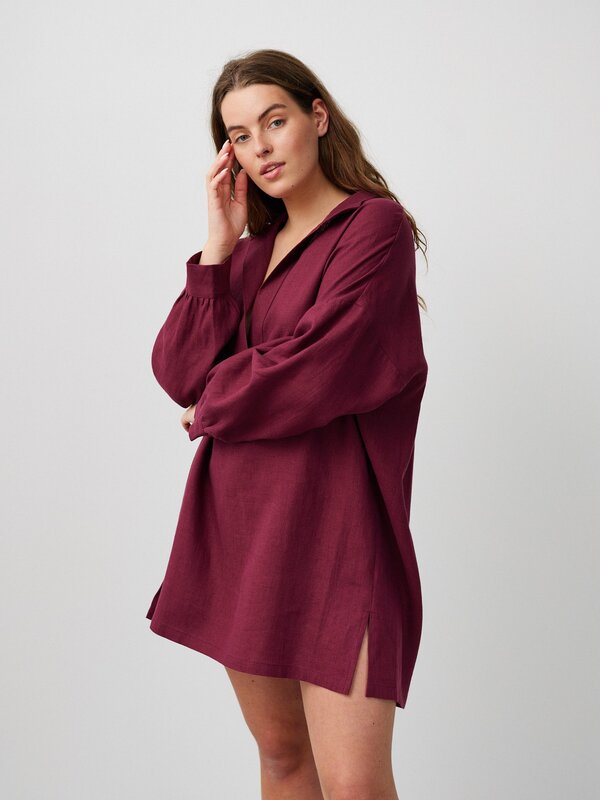 Bild 1 von SKY Leinen Strandkleid in Aubergine von ALBERALKIRK