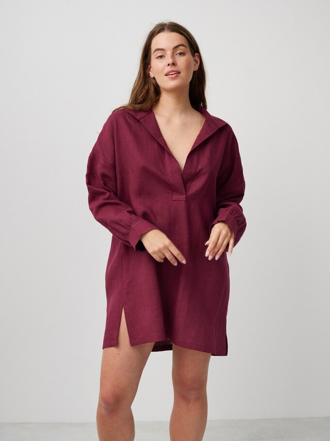Bild 5 von SKY Leinen Strandkleid in Aubergine von ALBERALKIRK