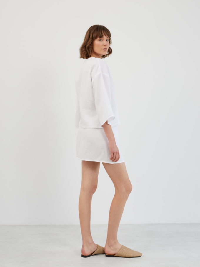 Image 5 of SOFIA Linen Kimono Wrap Top in White from ALBERALKIRK