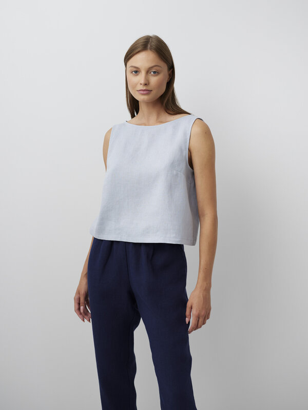 Image 1 of SONATE Linen Tank Top in Bluestone from Love and Confuse