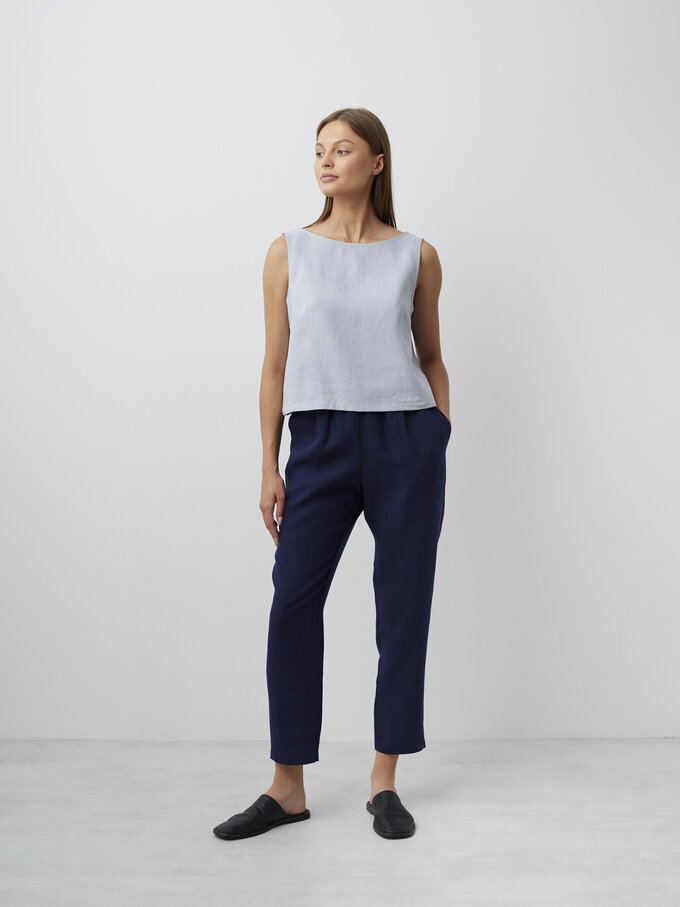 Image 2 of SONATE Linen Tank Top in Bluestone from ALBERALKIRK