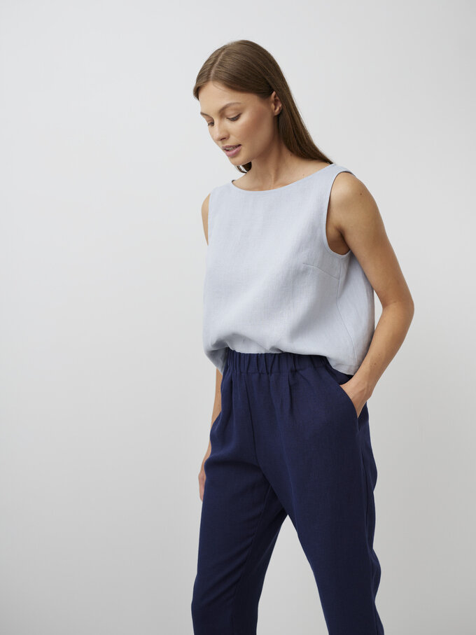 Image 3 of SONATE Linen Tank Top in Bluestone from ALBERALKIRK